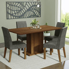 Juego de Comedor Keila con 4 Sillas Marrón/Plateado