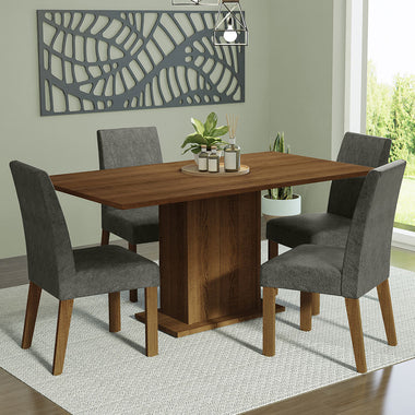 Juego de Comedor Keila con 4 Sillas Marrón/Plateado