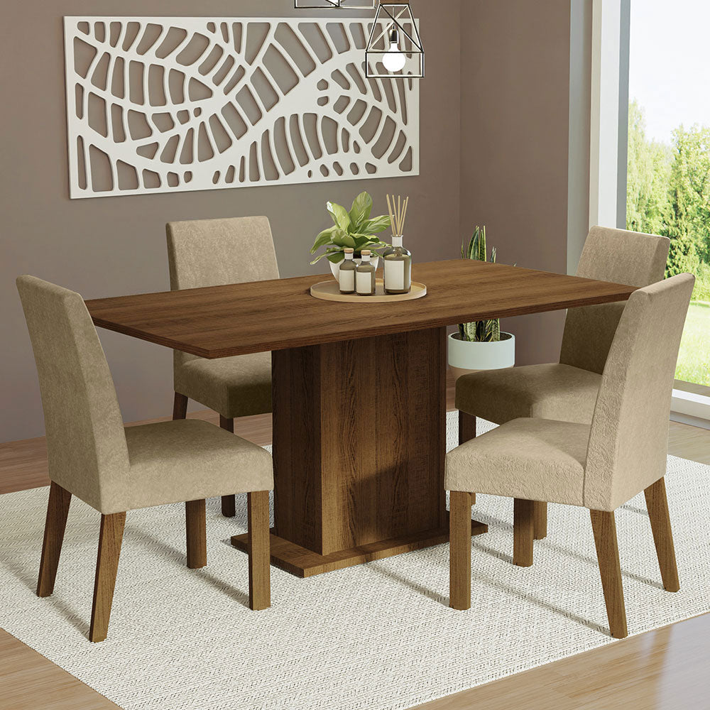 Juego de Comedor Keila con 4 Sillas Marrón/Imperial