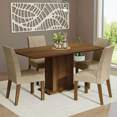 Juego de Comedor Keila con 4 Sillas Marrón/Imperial