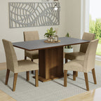 Juego de Comedor Keila con 4 Sillas Marrón/Gris/Imperial
