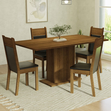 Juego de Comedor Elisa con 4 Sillas Marrón/Negro