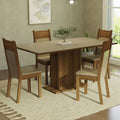 Juego de Comedor Elisa con 4 Sillas Crema/Marrón/Beige