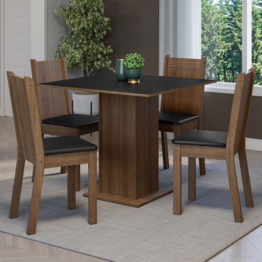 Juego de Comedor Samara con 4 Sillas Marrón/Negro