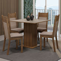 Juego de Comedor Claire con 4 Sillas Marrón/Crema/Beige