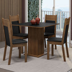 Juego de Comedor Claire con 4 Sillas Marrón/Negro/Sintético Negro