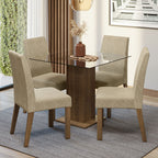 Juego de Comedor Ivy con 4 Sillas Encimera Cuadrada de Cristal Marrón/Imperial