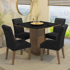 Juego de Comedor Anaju con 4 Sillas Oxford - Tablero de Madera y Cristal Marrón/Negro/Oxford