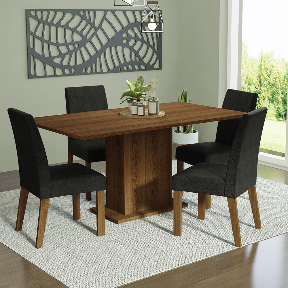 Juego de Comedor Keila con 4 Sillas Marrón/Oxford