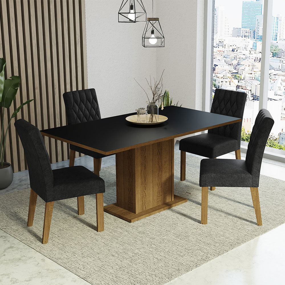 Juego de Comedor Cindy Tablero Rectangular de Madera con 4 Sillas Oxford Madesa
