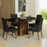 Juego de Comedor Avril 4 Sillas Oxford - Tablero de Madera y Cristal