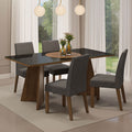 Juego de Comedor Taylor con 4 Sillas - Tablero de Madera y Cristal Marrón/Negro/Plateado