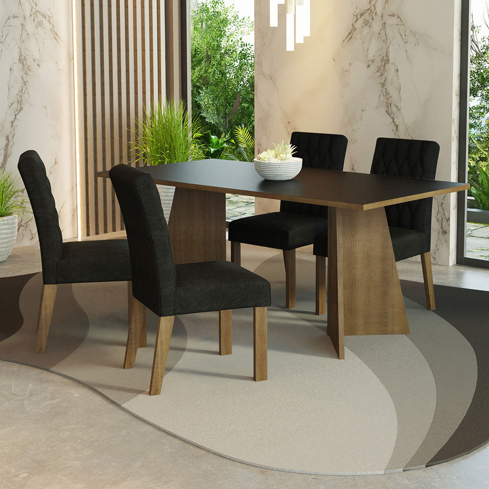 Juego de Comedor Ruby con 4 Sillas Marrón/Negro/Oxford