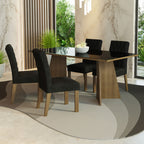 Juego de Comedor Harper con 4 Sillas - Tablero de Madera y Cristal Marrón/Negro/Oxford
