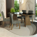Juego de Comedor Harper con 4 Sillas - Tablero de Madera y Cristal Marrón/Negro/Plateado