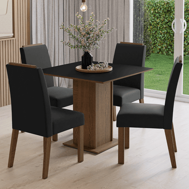 Juego de Comedor Aspen con 4 Sillas Marrón/Negro/Oxford