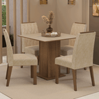 Juego de Comedor Cannes con 4 Sillas Marrón/Crema/Imperial