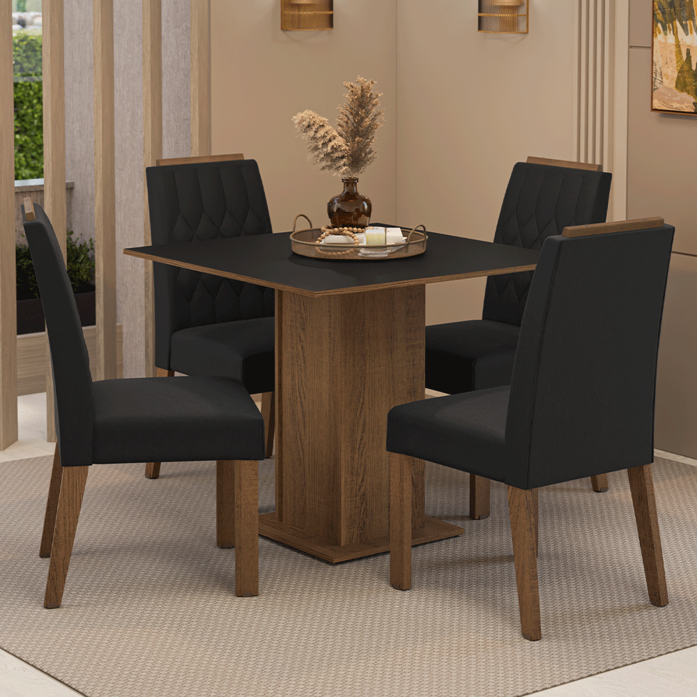 Juego de Comedor Cannes con 4 Sillas MarrónNegroOxford