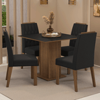 Juego de Comedor Cannes con 4 Sillas MarrónNegroOxford