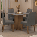 Juego de Comedor Cannes con 4 Sillas Marrón/Gris/Plateado