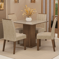 Juego de Comedor Capri con 4 Sillas - Tablero de Madera y Cristal Marrón/Crema/Imperial