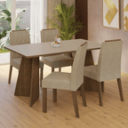Juego de Comedor Tulum con 4 Sillas Marrón/Crema/Imperial