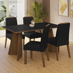 Juego de Comedor Tulum con 4 Sillas Marrón/Negro/Oxford