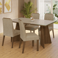 Juego de Comedor Porto con 4 Sillas - Tablero de Madera y Cristal Marrón/Crema/Imperial