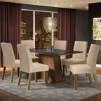 Juego de Comedor Patricia con 6 Sillas - Tablero de Madera y Cristal Marrón/Negro/Imperial