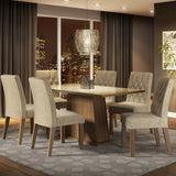 Juego de Comedor Stéfani con 6 Sillas - Tablero de Madera y Cristal