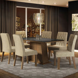 uego de Comedor Stéfani con 6 Sillas - Tablero de Madera y Cristal