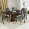 Juego de Comedor Hanna con 6 Sillas Marrón/Negro/Plateado
