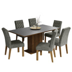 Juego de Comedor Hanna con 6 Sillas Marrón/Gris/Plateado