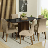Juego de Comedor Alexis con 6 Sillas - Tablero de Madera y Cristal