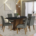 Juego de Comedor Britney con 6 Sillas Marrón/Negro/Plateado