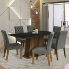 Juego de Comedor Britney con 6 Sillas Marrón/Negro/Plateado
