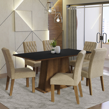 Juego de Comedor Britney con 6 Sillas Marrón/Negro/Imperial
