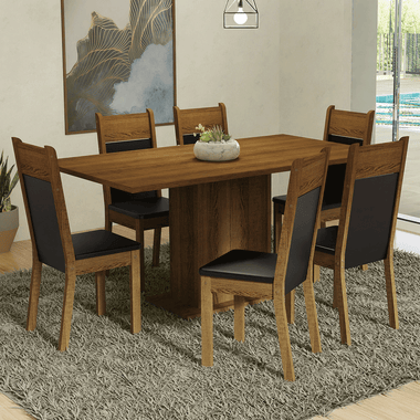 Juego de Comedor Augusta con 6 Sillas Marrón/Negro