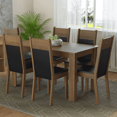 Juego de Comedor Bahamas con 6 Sillas Marrón/Negro