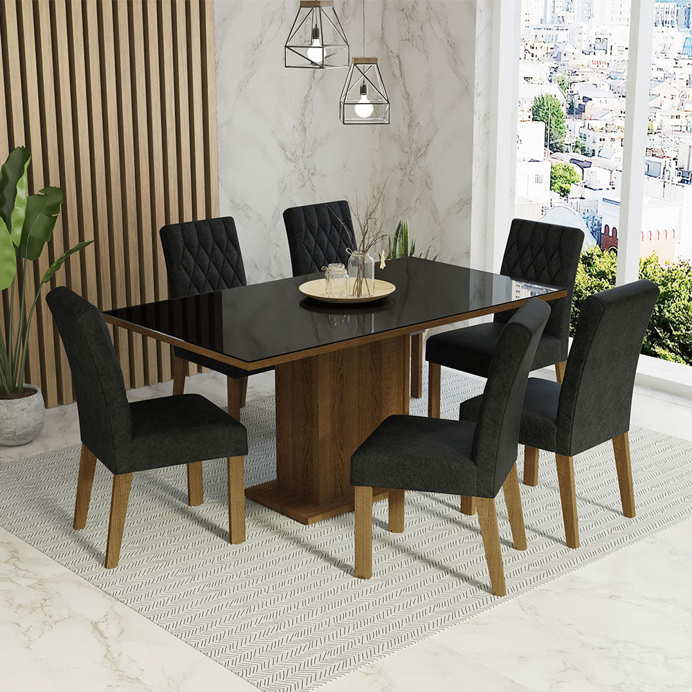 Juego de Comedor Geórgia 6 Sillas Oxfor- Tablero de Madera y Cristal