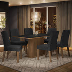 Juego de Comedor Luciana con 6 Sillas Oxford Marrón/Negro/Oxford