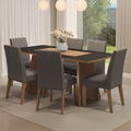 Juego de Comedor Simone con 6 Sillas Marrón/Negro/Plateado