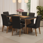 Juego de Comedor Madison con 6 Sillas Marrón/Negro/Oxford
