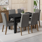 Juego de Comedor Madesa Allegro con 6 Sillas Marrón/Negro/Plateado