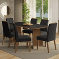 Juego de Comedor Minsk con 6 Sillas Marrón/Negro/Oxford