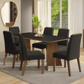 Juego de Comedor York con 6 Sillas Marrón/Negro/Oxford