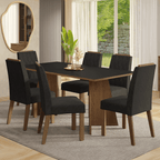 Juego de Comedor York con 6 Sillas Marrón/Negro/Oxford