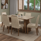Juego de Comedor Leon con 6 Sillas Marrón/Crema/Imperial