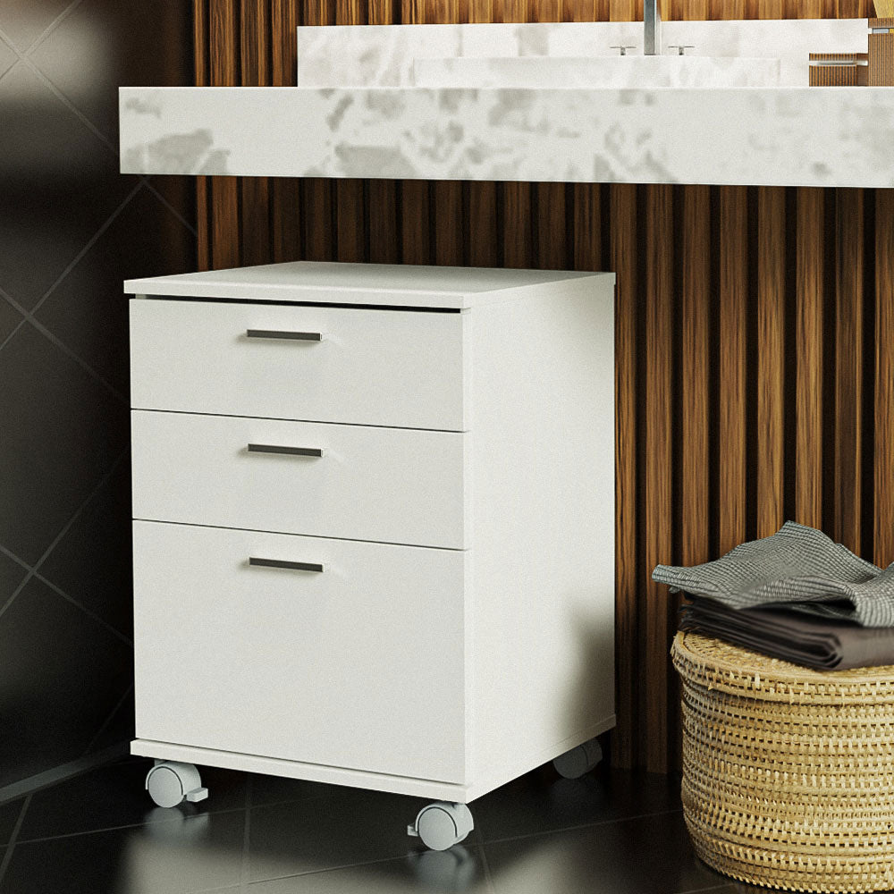 Cajonera para Baño 48 cm con 3 Cajones y Ruedas Blanco Madesa