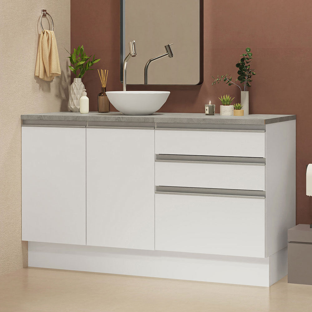Kit 2 Muebles para Baño 140 cm 2 Puertas 3 Cajones con Encimeras